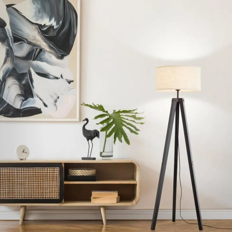 Lampes En Tissu-Luminaires Brilliant Lampadaire Brilliant Holbrook Noir, 1 lumière