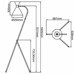 Lampes Dorées-Luminaires Brilliant Lampadaire Brilliant Jervis Or, Noir, 1 lumière
