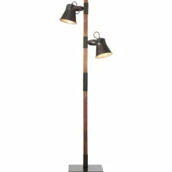 Luminaires Rustiques-Luminaires Brilliant Lampadaire Brilliant Plow Bois foncé, Noir, 2 lumières