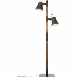Luminaires Rustiques-Luminaires Brilliant Lampadaire Brilliant Plow Bois foncé, Noir, 2 lumières
