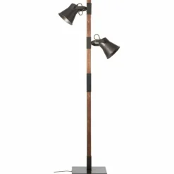 Luminaires Rustiques-Luminaires Brilliant Lampadaire Brilliant Plow Bois foncé, Noir, 2 lumières