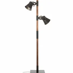 Luminaires Rustiques-Luminaires Brilliant Lampadaire Brilliant Plow Bois foncé, Noir, 2 lumières