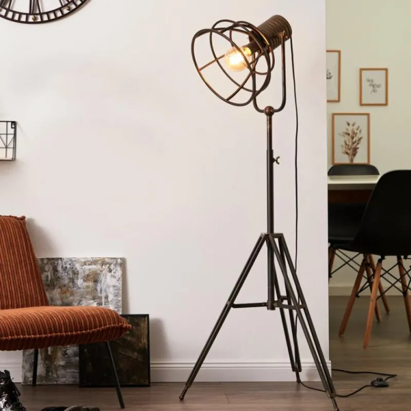 Lampes Industrielles-Luminaires Brilliant Lampadaire Brilliant Reece Cuivre, Noir, 1 lumière