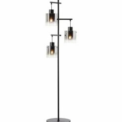 Suspension Verre Fumé-Luminaires Brilliant Lampadaire Brilliant Simonis Noir, 3 lumières