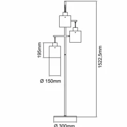 Suspension Verre Fumé-Luminaires Brilliant Lampadaire Brilliant Simonis Noir, 3 lumières