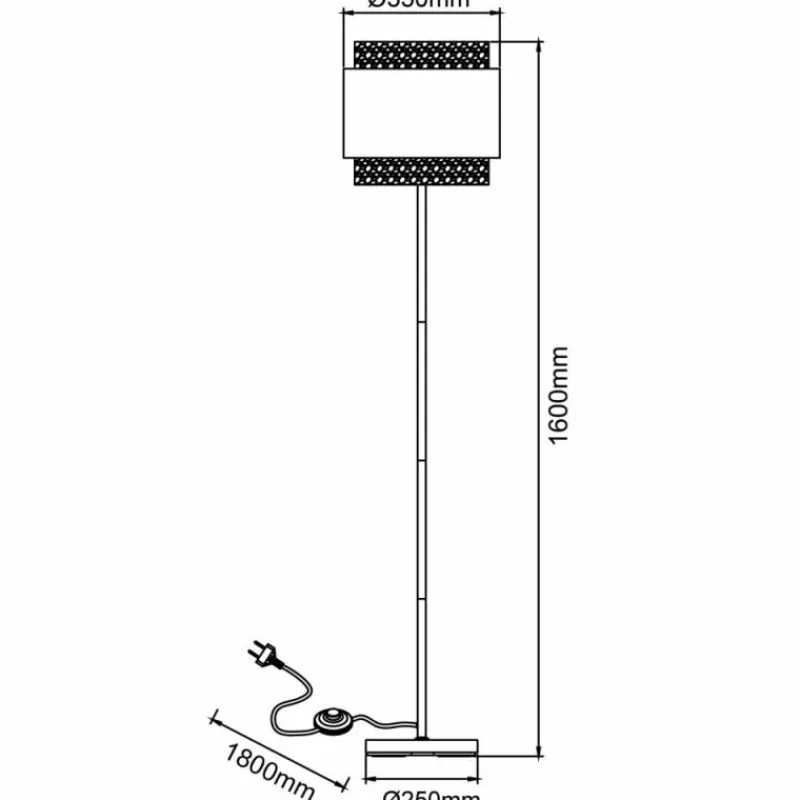 Lampes En Tissu-Luminaires Brilliant Lampadaire Brilliant Waterlilly Noir, 1 lumière