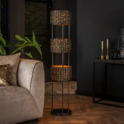 Style Boho-Chic-hofstein Lampadaire Burgase Anthracite, 3 lumières