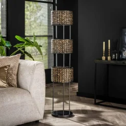 Style Boho-Chic-hofstein Lampadaire Burgase Anthracite, 3 lumières