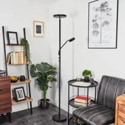 hofstein Lampadaire Busswil LED Noir, 2 lumières