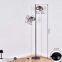 Lampes Vintages & Rétros-hofstein Lampadaire Cailara Noir, 2 lumières