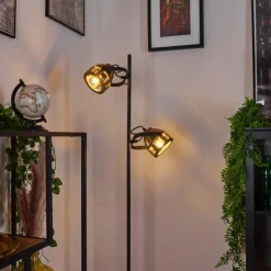 Lampes Vintages & Rétros-hofstein Lampadaire Cailara Noir, 2 lumières