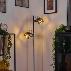 Lampes Vintages & Rétros-hofstein Lampadaire Cailara Noir, 2 lumières