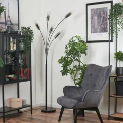 hofstein Lampadaire Caimitte Noir, 5 lumières