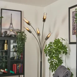 hofstein Lampadaire Caimitte Noir, 5 lumières