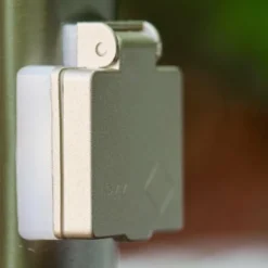 hofstein Lampadaire Caserta Acier inoxydable, 1 lumière, Détecteur de mouvement