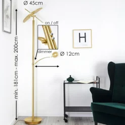 hofstein Lampadaire Cazis LED Laiton, 2 lumières