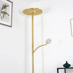 hofstein Lampadaire Cazis LED Laiton, 2 lumières