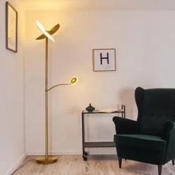 hofstein Lampadaire Cazis LED Laiton, 2 lumières