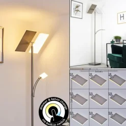 hofstein Lampadaire Cazis LED Nickel mat, 3 lumières