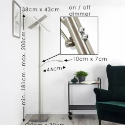 hofstein Lampadaire Cazis LED Nickel mat, 3 lumières