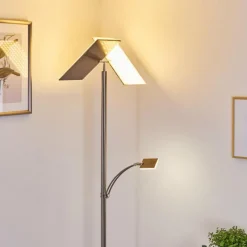 hofstein Lampadaire Cazis LED Nickel mat, 3 lumières