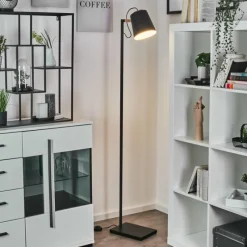 Lampes En Bois-hofstein Lampadaire Cerrizal Écru, Noir, 1 lumière