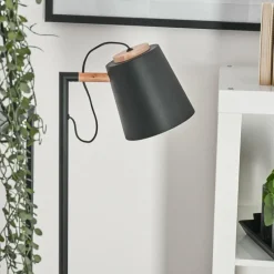 Lampes En Bois-hofstein Lampadaire Cerrizal Écru, Noir, 1 lumière