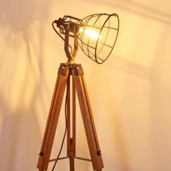 Luminaires Rustiques-hofstein Lampadaire Cetona Bois clair, 1 lumière