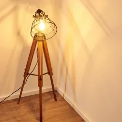 Luminaires Rustiques-hofstein Lampadaire Cetona Bois clair, 1 lumière