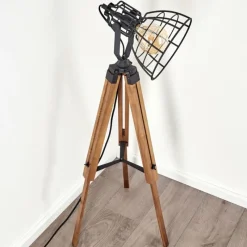 Luminaires Rustiques-hofstein Lampadaire Cetona Bois clair, 1 lumière