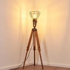 Luminaires Rustiques-hofstein Lampadaire Cetona Bois clair, 1 lumière