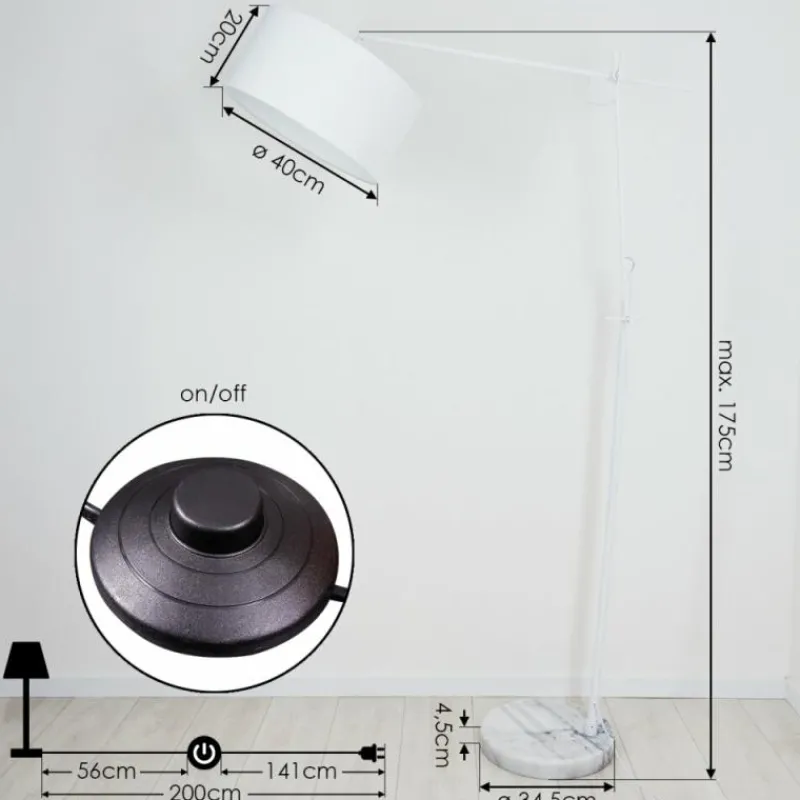 Lampes En Tissu-hofstein Lampadaire Chassagne Blanc, 1 lumière