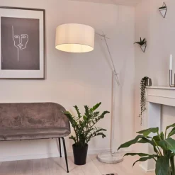 Lampes En Tissu-hofstein Lampadaire Chassagne Blanc, 1 lumière