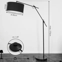 Lampes En Tissu-hofstein Lampadaire Chassagne Noir, 1 lumière