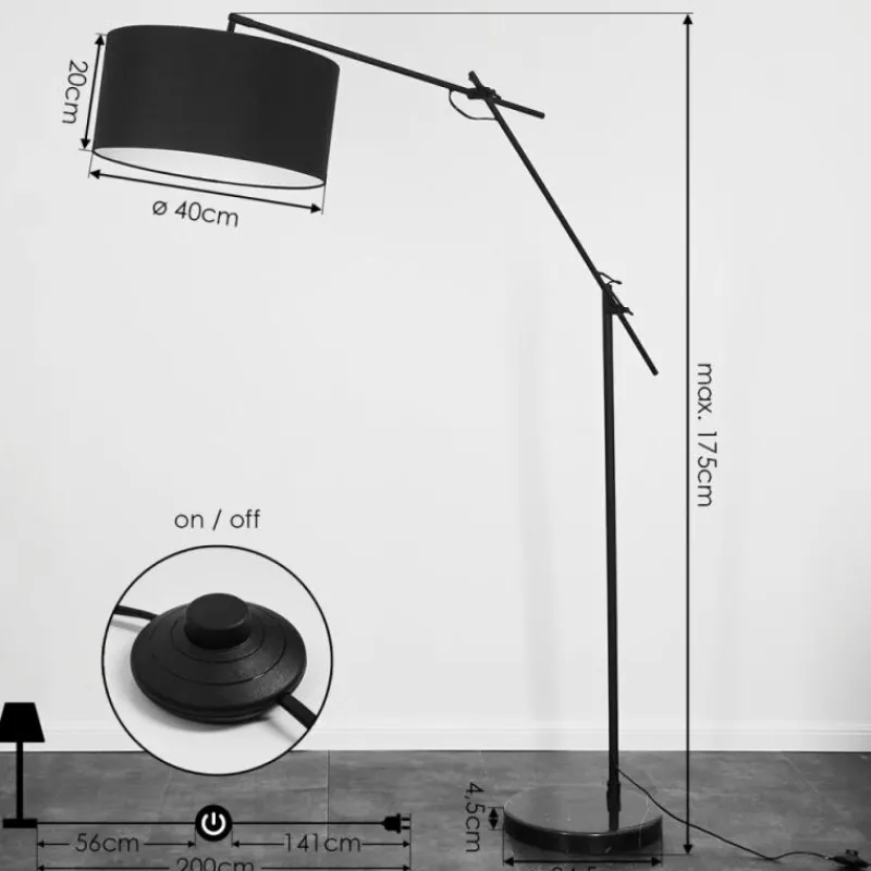 Lampes En Tissu-hofstein Lampadaire Chassagne Noir, 1 lumière