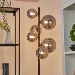 hofstein Lampadaire Chehalis LED Noir, 6 lumières