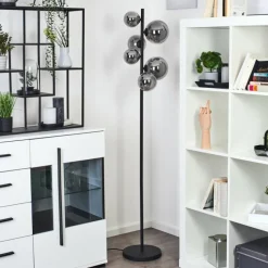 hofstein Lampadaire Chehalis LED Noir, 6 lumières