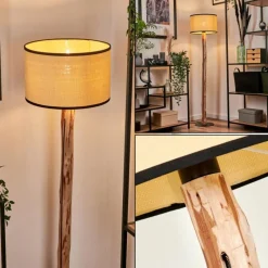 Lampes En Tissu-hofstein Lampadaire Chellas Écru, Noir, 1 lumière