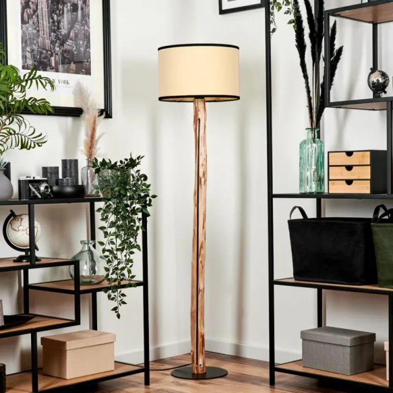 Lampes En Tissu-hofstein Lampadaire Chellas Écru, Noir, 1 lumière