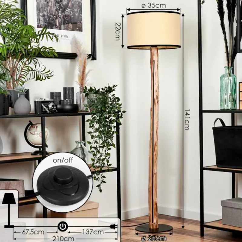 Lampes En Tissu-hofstein Lampadaire Chellas Écru, Noir, 1 lumière