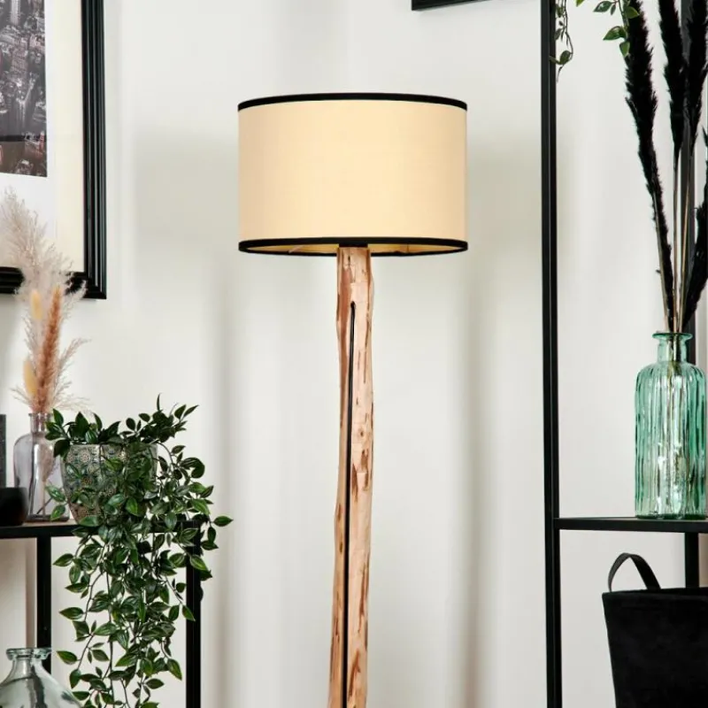 Lampes En Tissu-hofstein Lampadaire Chellas Écru, Noir, 1 lumière