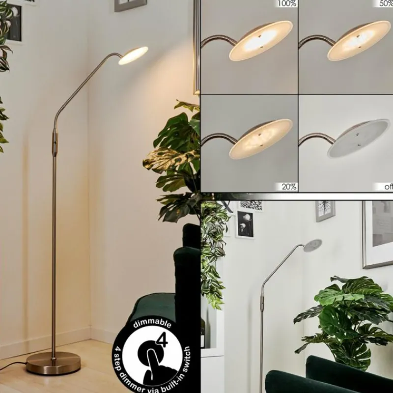 hofstein Lampadaire Chirep LED Nickel mat, 1 lumière* Lampadaires Et Lampes Sur Pied