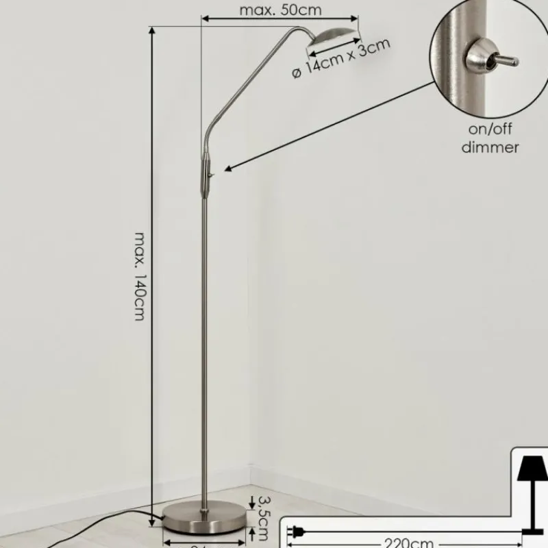 hofstein Lampadaire Chirep LED Nickel mat, 1 lumière* Lampadaires Et Lampes Sur Pied