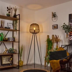 Luminaires Orientaux-hofstein Lampadaire Combeima Noir, 1 lumière