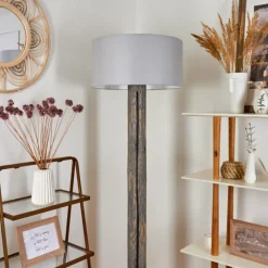 Lampes En Tissu-hofstein Lampadaire Continent Gris, Noir, 1 lumière