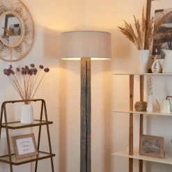 Lampes En Tissu-hofstein Lampadaire Continent Gris, Noir, 1 lumière