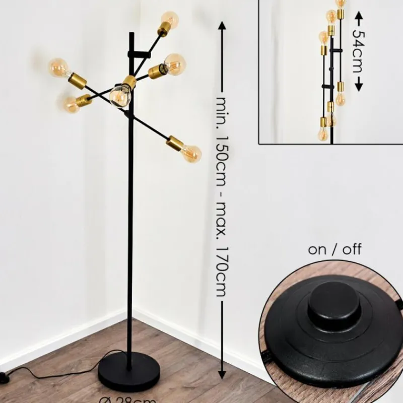 Lampes Dorées-hofstein Lampadaire Coppet Noir doré, 6 lumières