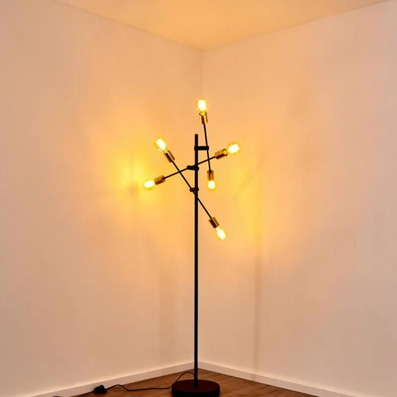 Lampes Dorées-hofstein Lampadaire Coppet Noir doré, 6 lumières