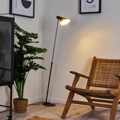 hofstein Lampadaire Corralcay Chrome, Noir, 1 lumière* Lampadaires Et Lampes Sur Pied