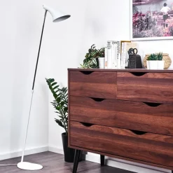 hofstein Lampadaire Corralcay Chrome, Blanc, 1 lumière